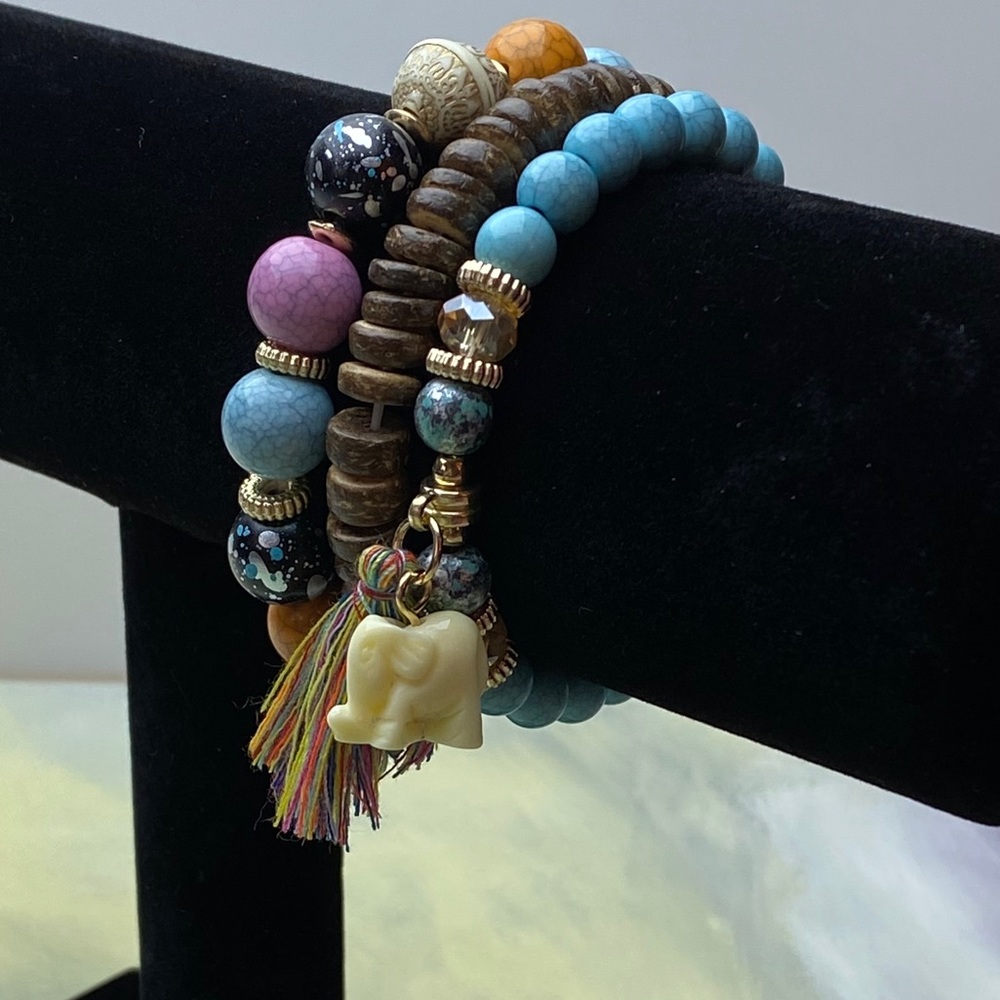 3 Pcs Boho Beaded Bracelet Set